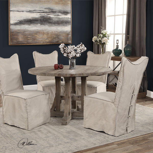 Uttermost Delroy Armless Chairs, Stone Ivory, Set Of 2