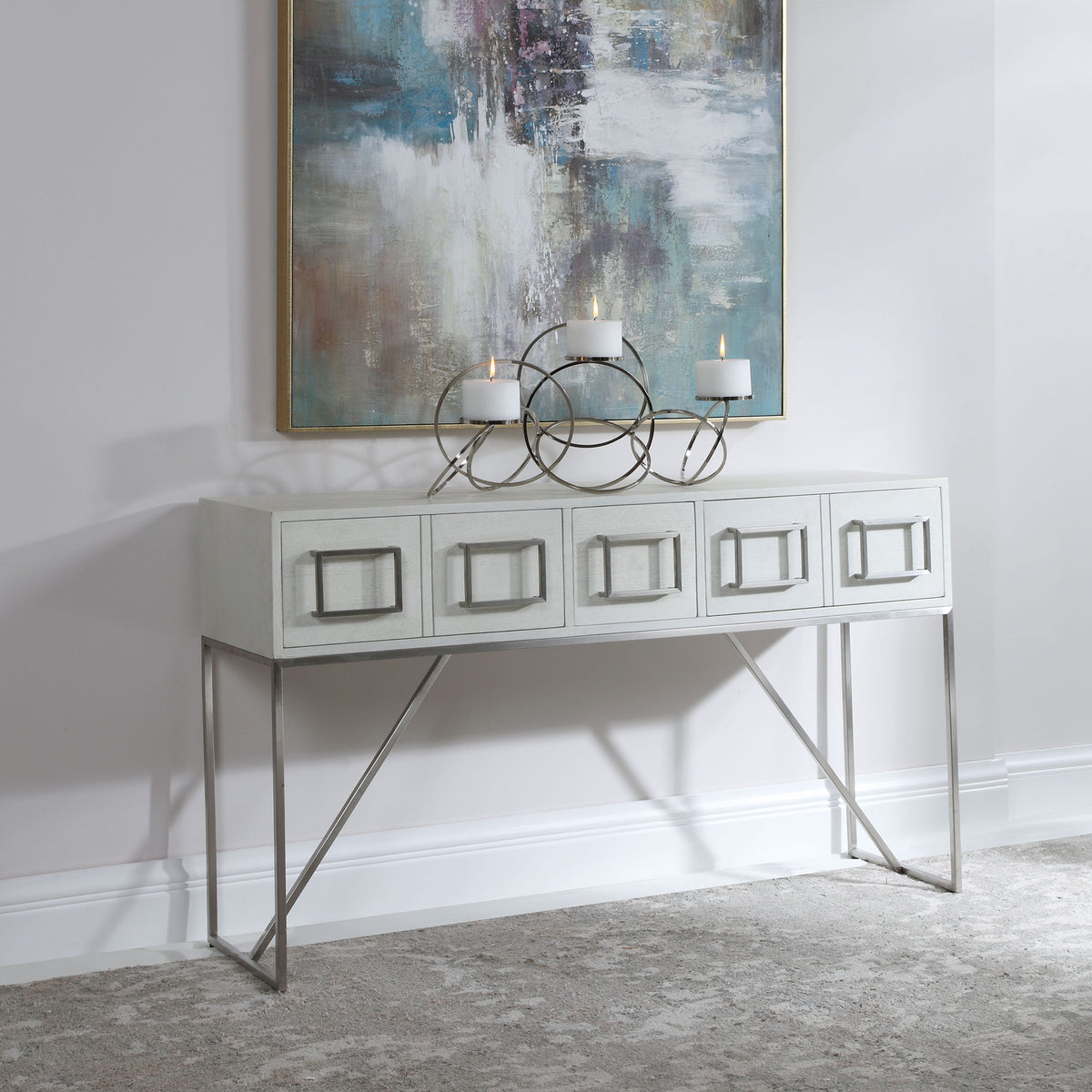 Uttermost Abaya White Console Table