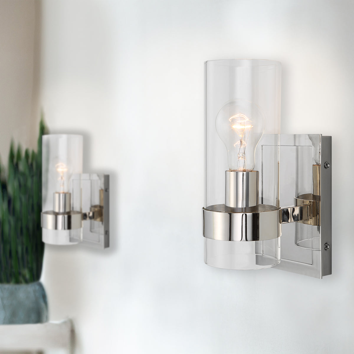 Uttermost Cardiff Nickel 1 Light Cylinder Sconce