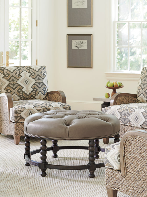 Hanover Leather Tufted Top Ottoman