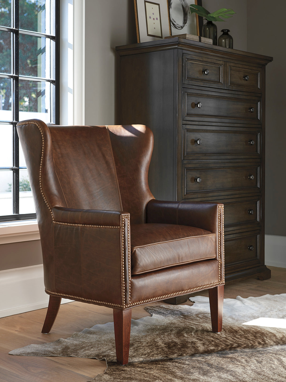 Avery Leather Wing Chair