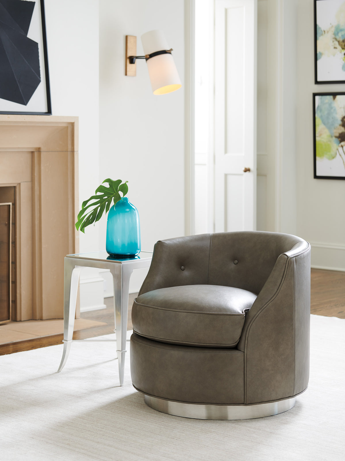 Piper Leather Swivel Chair