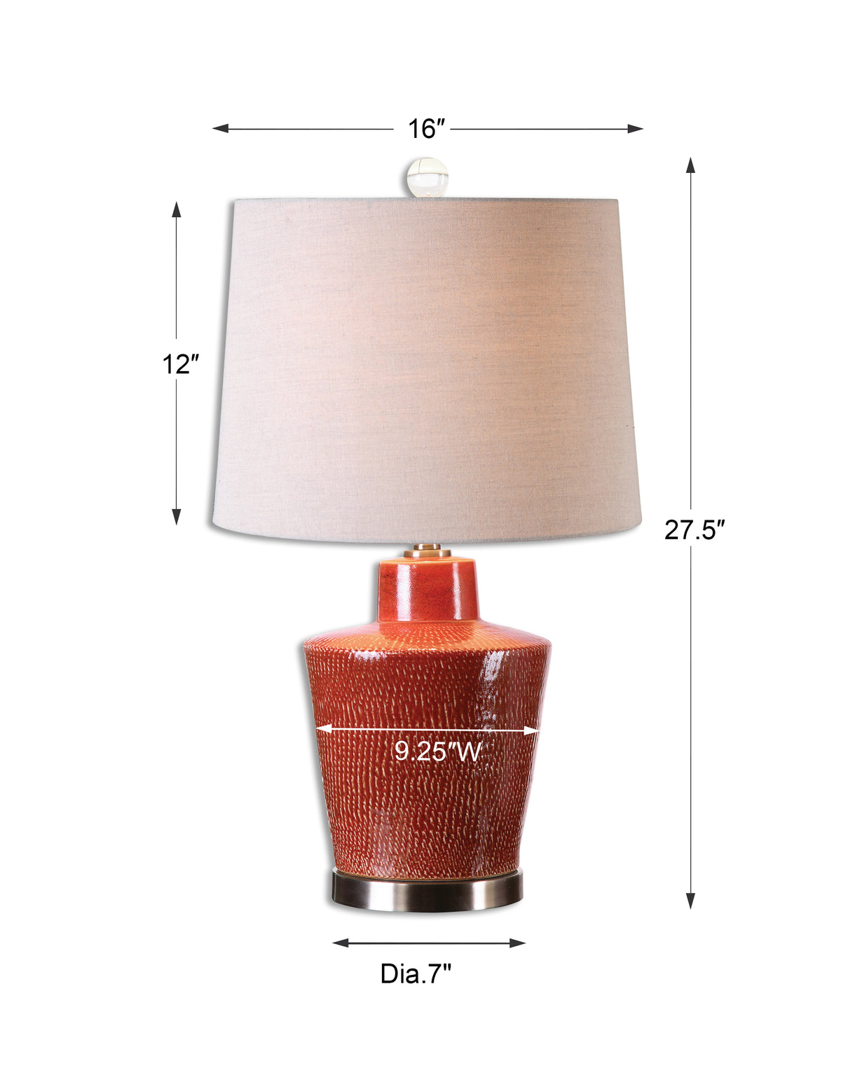 Uttermost Cornell Brick Red Table Lamp