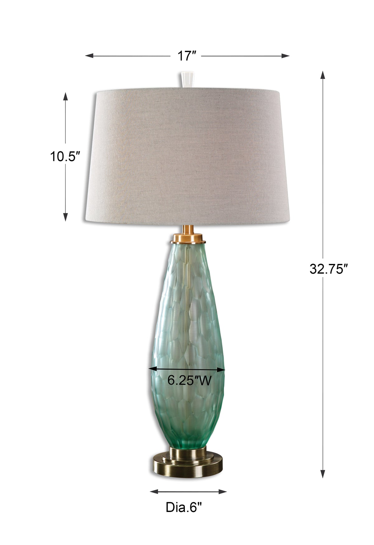 Uttermost Lenado Sea Green Glass Table Lamp