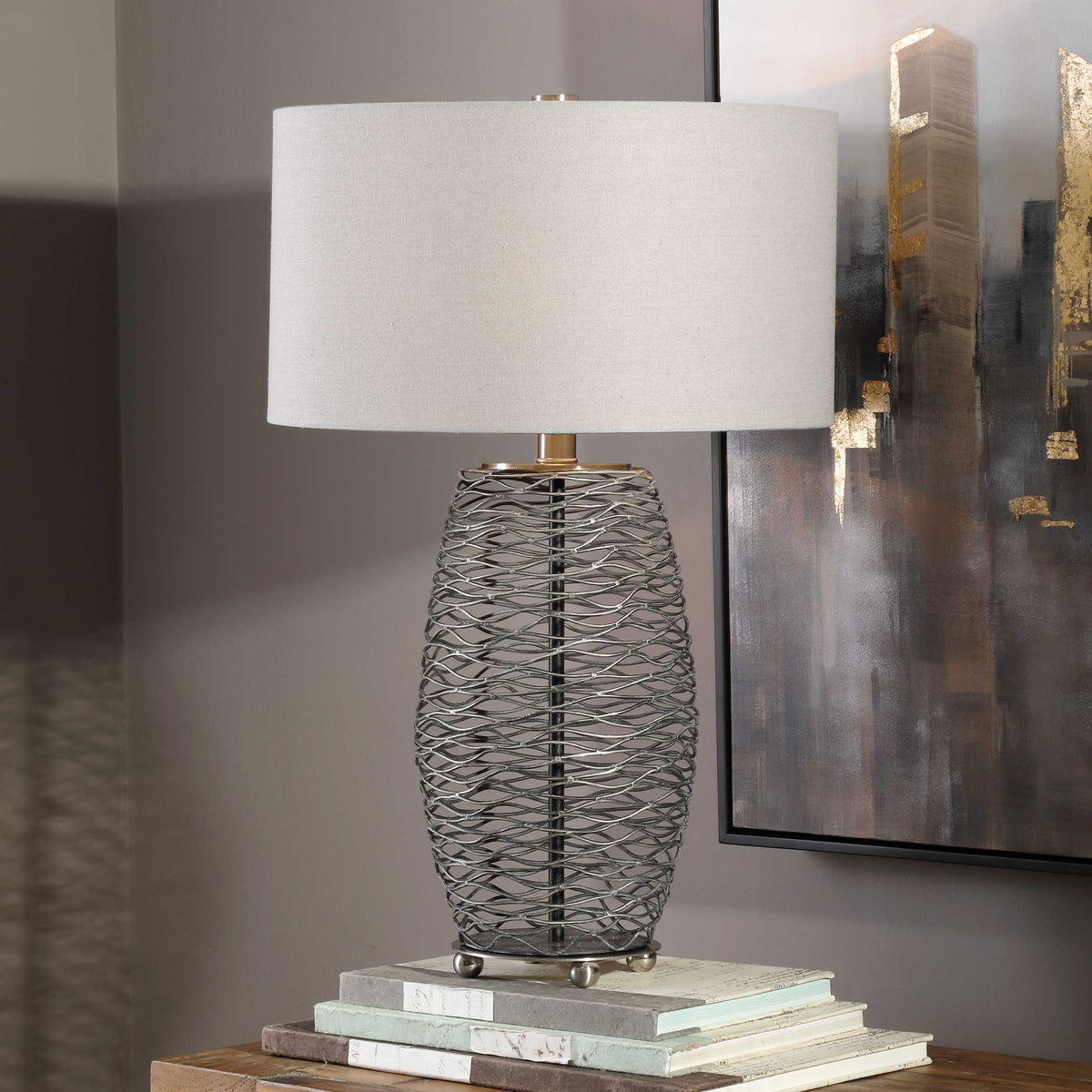 Uttermost Sinuous Wavy Steel Mesh Lamp