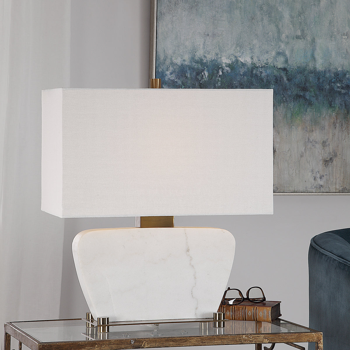 Uttermost Genessy White Marble Table Lamp