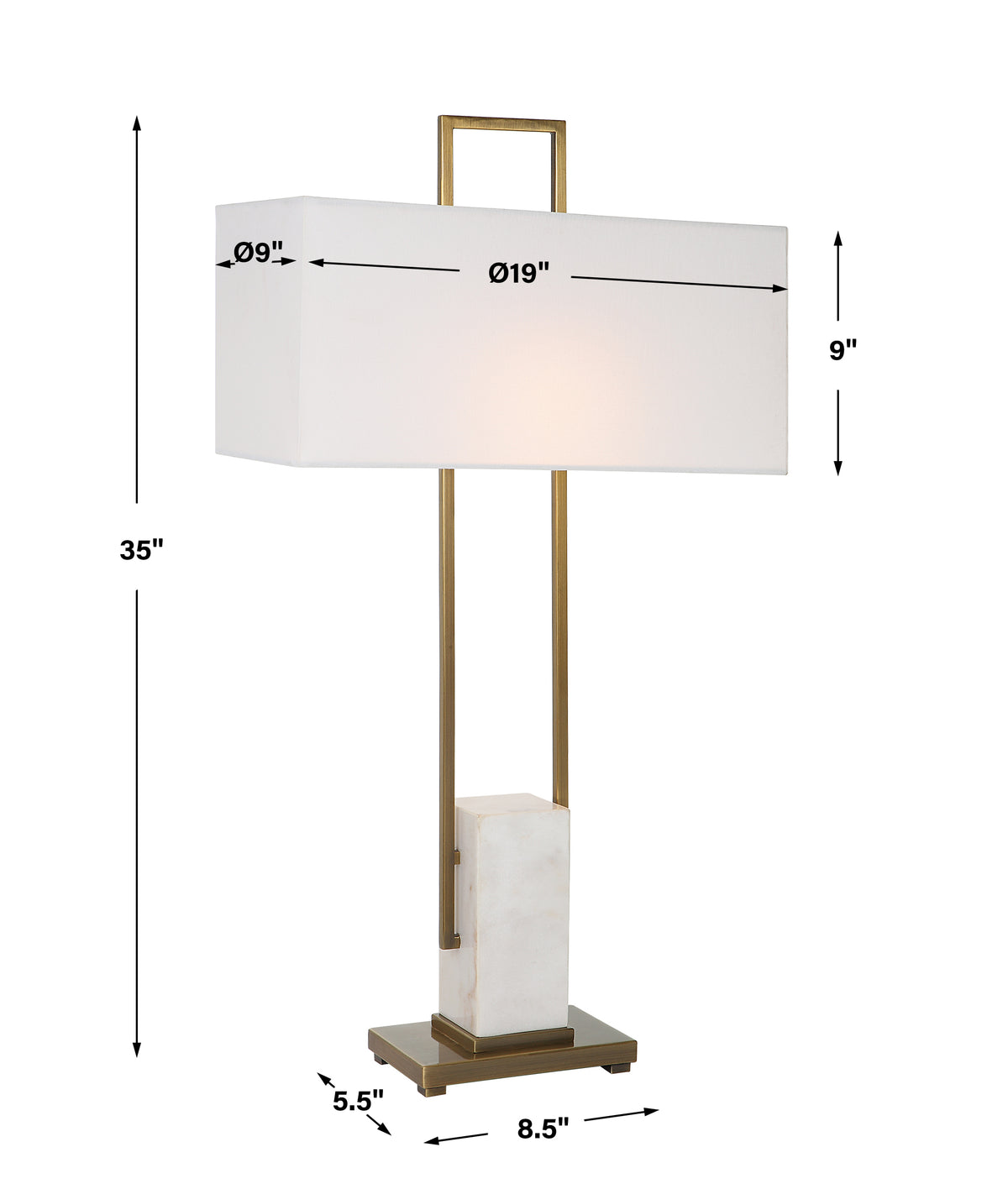 Uttermost Column White Marble Table Lamp