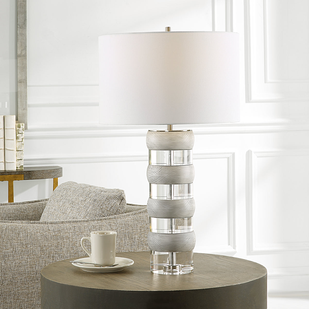 Uttermost Band Together Crystal & Wood Table Lamp