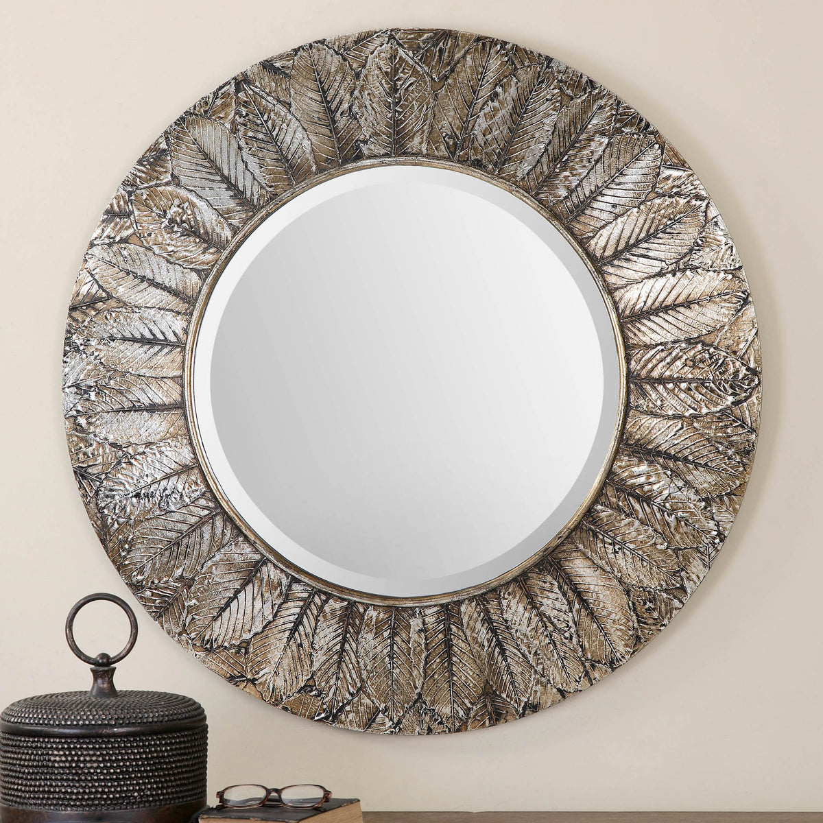 Uttermost Foliage Round Silver Leaf Mirror
