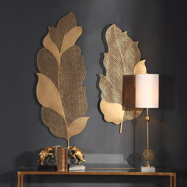 Uttermost Autumn Lace Leaf Wall Art, S/2