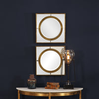 Uttermost Gaza Gold Square Mirrors Set/2