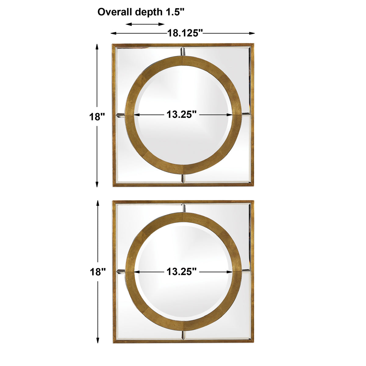 Uttermost Gaza Gold Square Mirrors Set/2