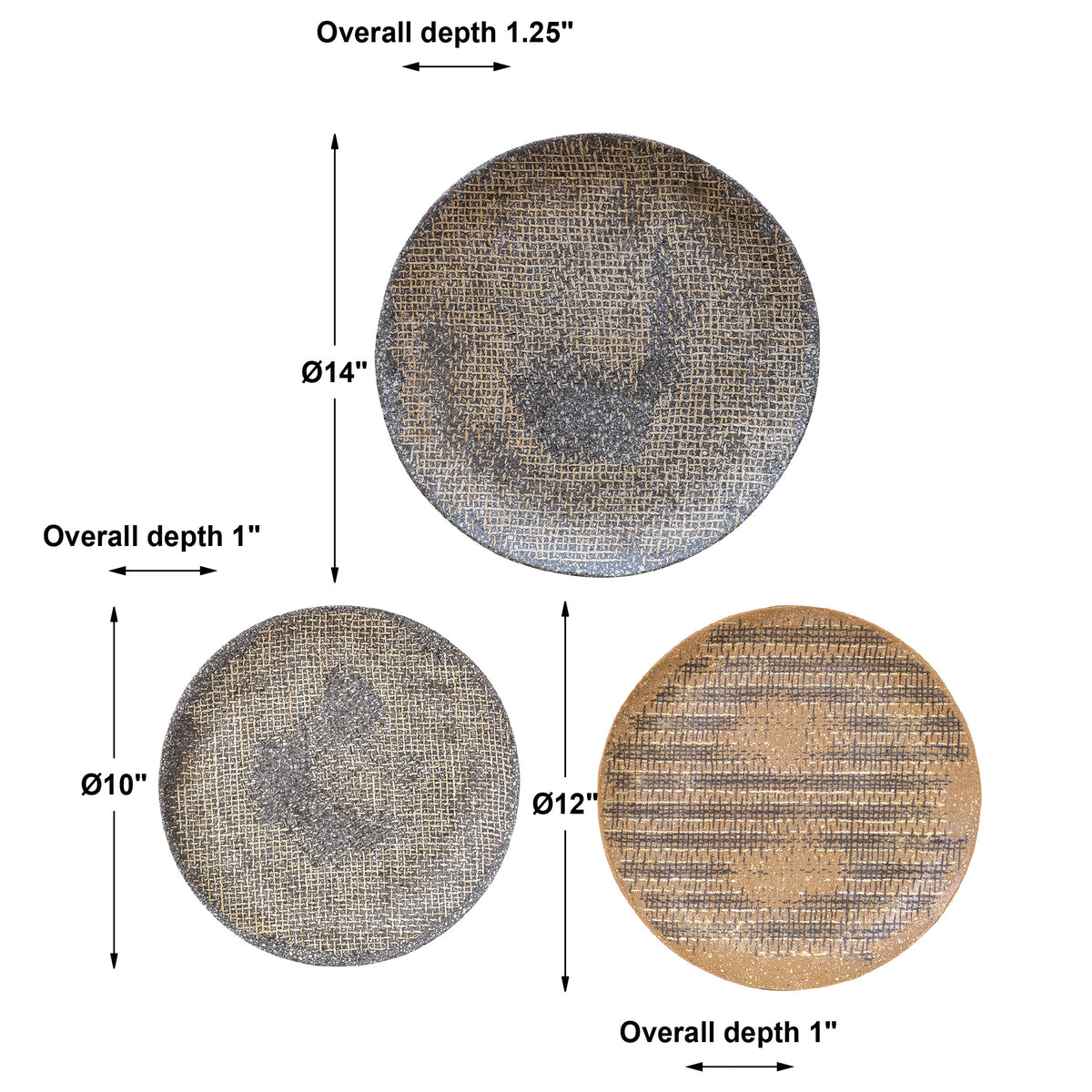 Uttermost Gaia Stone Plate Wall Decor S/3
