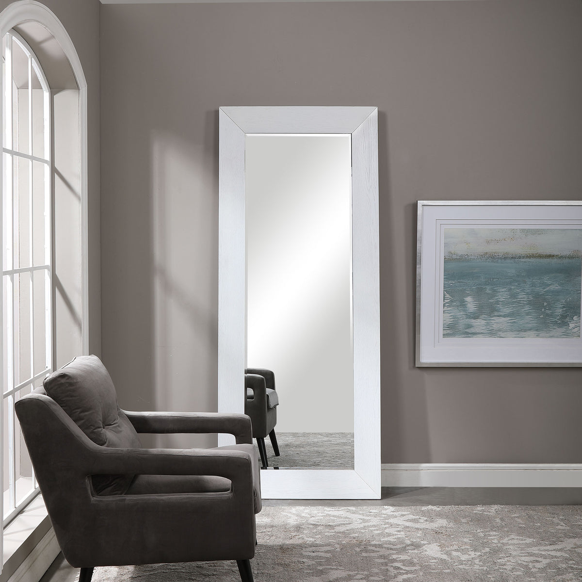 Uttermost Tybee White Oak Leaner Mirror