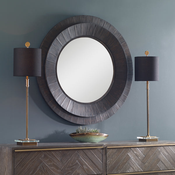 Uttermost Corral Round Wood Mirror