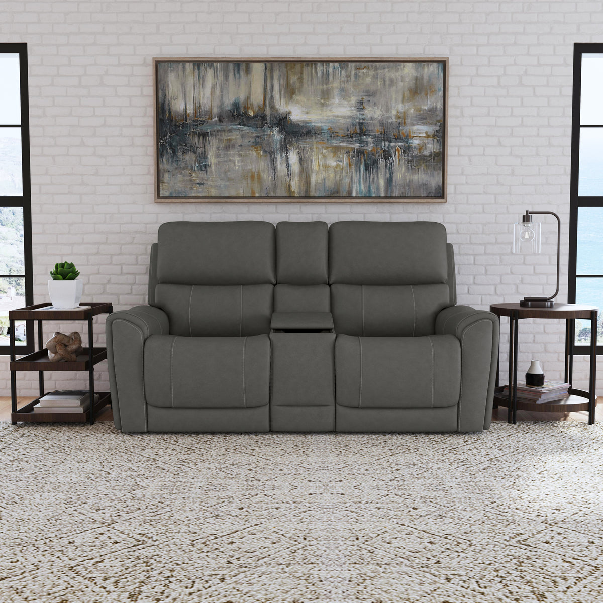 Power Reclining Loveseat with Console & Power Headrests & Lumbar