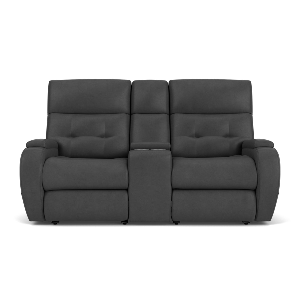 Strait Power Reclining Loveseat with Console & Power Headrests