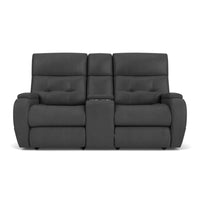 Strait Power Reclining Loveseat with Console & Power Headrests