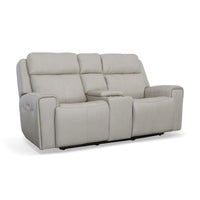 Barnett Power Reclining Loveseat with Console & Power Headrests & Lumbar