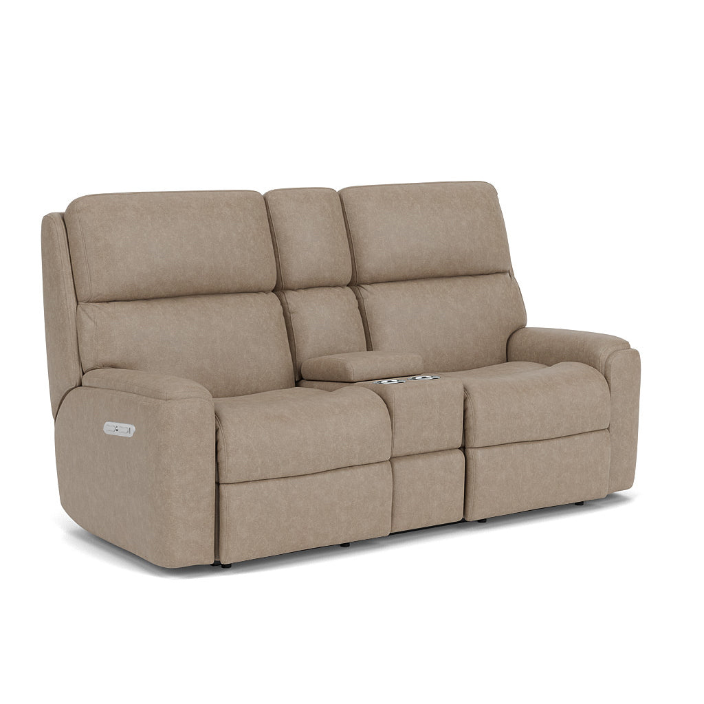 Rio Power Reclining Loveseat with Console & Power Headrests