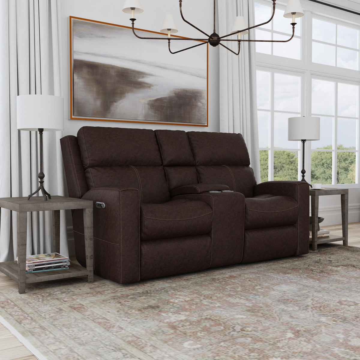 Score Power Reclining Loveseat with Console & Power Headrests & Lumbar