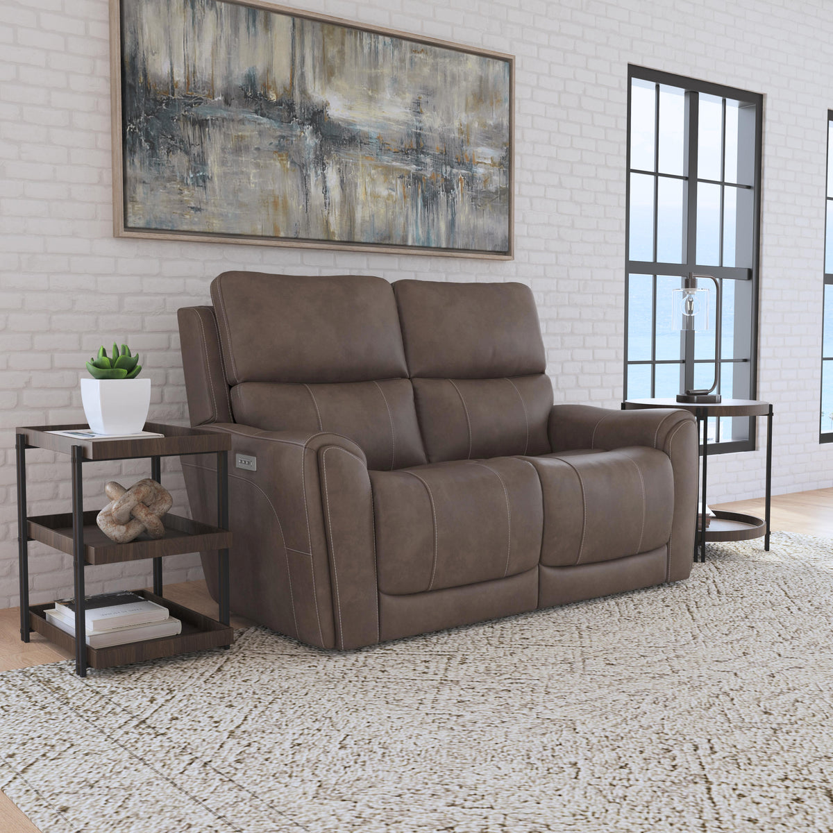 Power Reclining Loveseat with Power Headrests & Lumbar