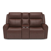 Barnett Power Reclining Loveseat with Console & Power Headrests & Lumbar