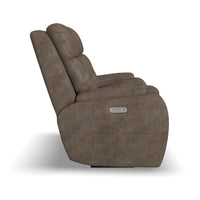 Strait Power Reclining Loveseat with Console & Power Headrests