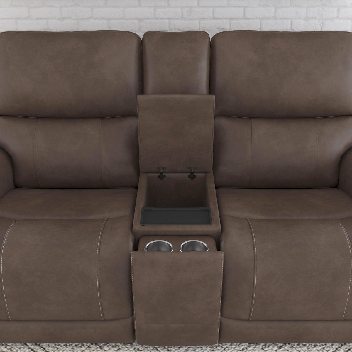 Power Reclining Loveseat with Console & Power Headrests & Lumbar