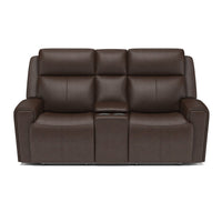 Barnett Power Reclining Loveseat with Console & Power Headrests & Lumbar