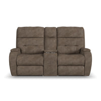 Strait Power Reclining Loveseat with Console & Power Headrests