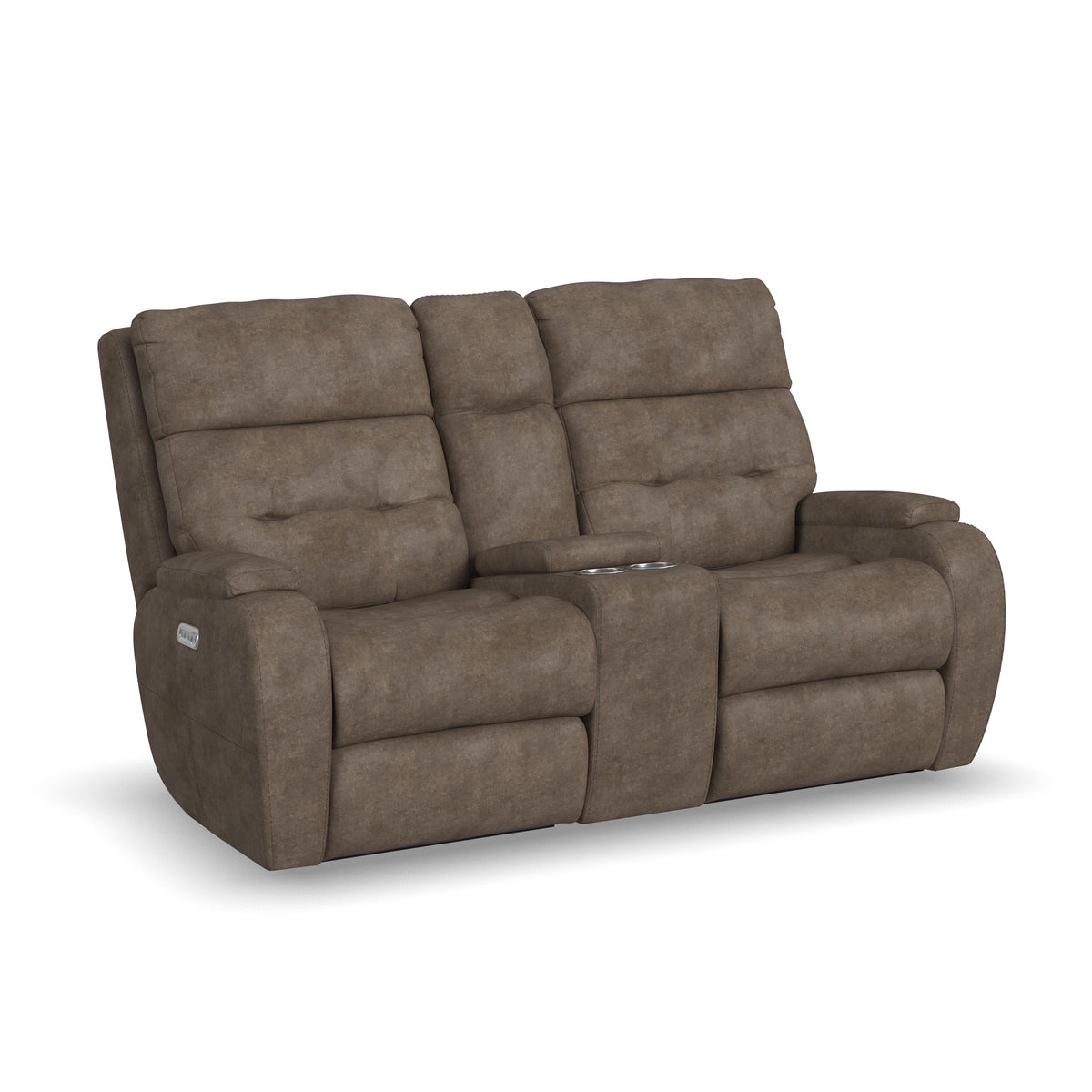 Strait Power Reclining Loveseat with Console & Power Headrests