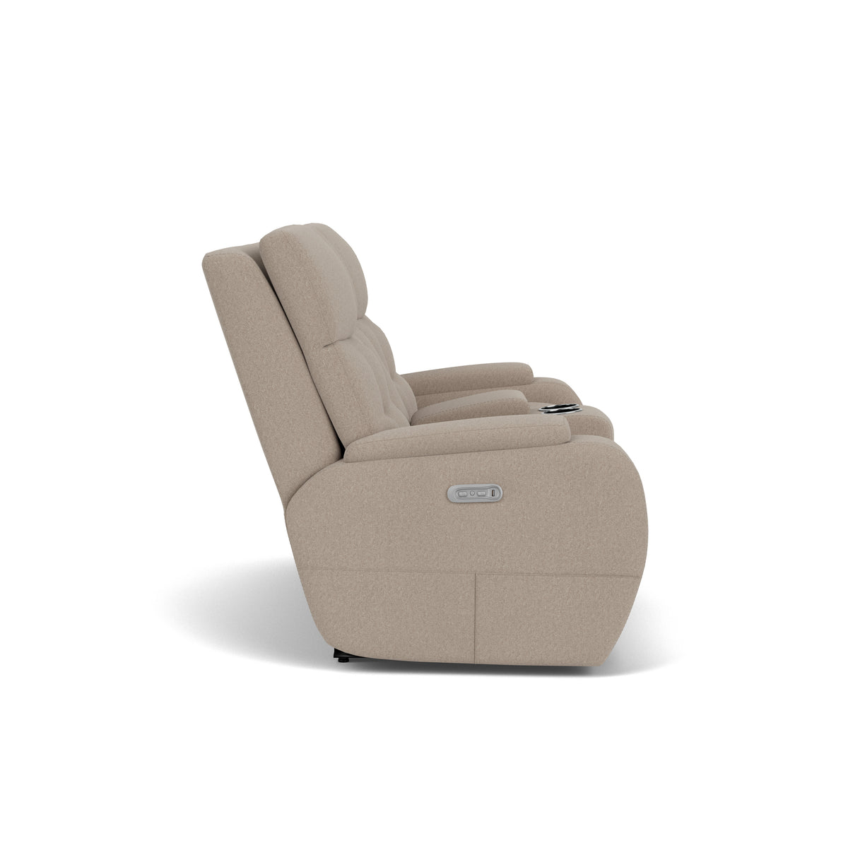 Strait Power Reclining Loveseat with Console & Power Headrests